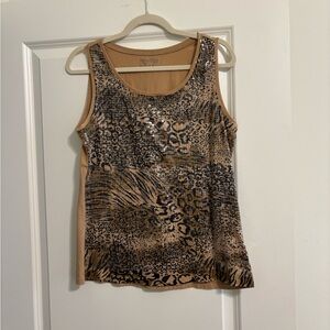 Chico's Tan and Black Animal Print Tank Top